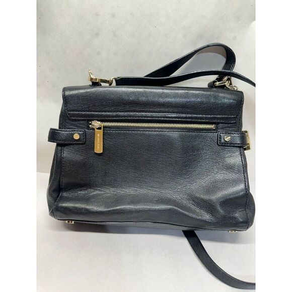 Michael Kors Ava Black Leather Handbag Crossbody Gold Hardware - Picture 2 of 9